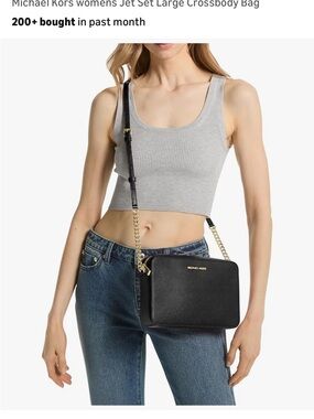 MICHAEL KORS JET SET ITEM EAST WEST SHOULDER CROSSBODY BAG BLACk CHAIN NWT